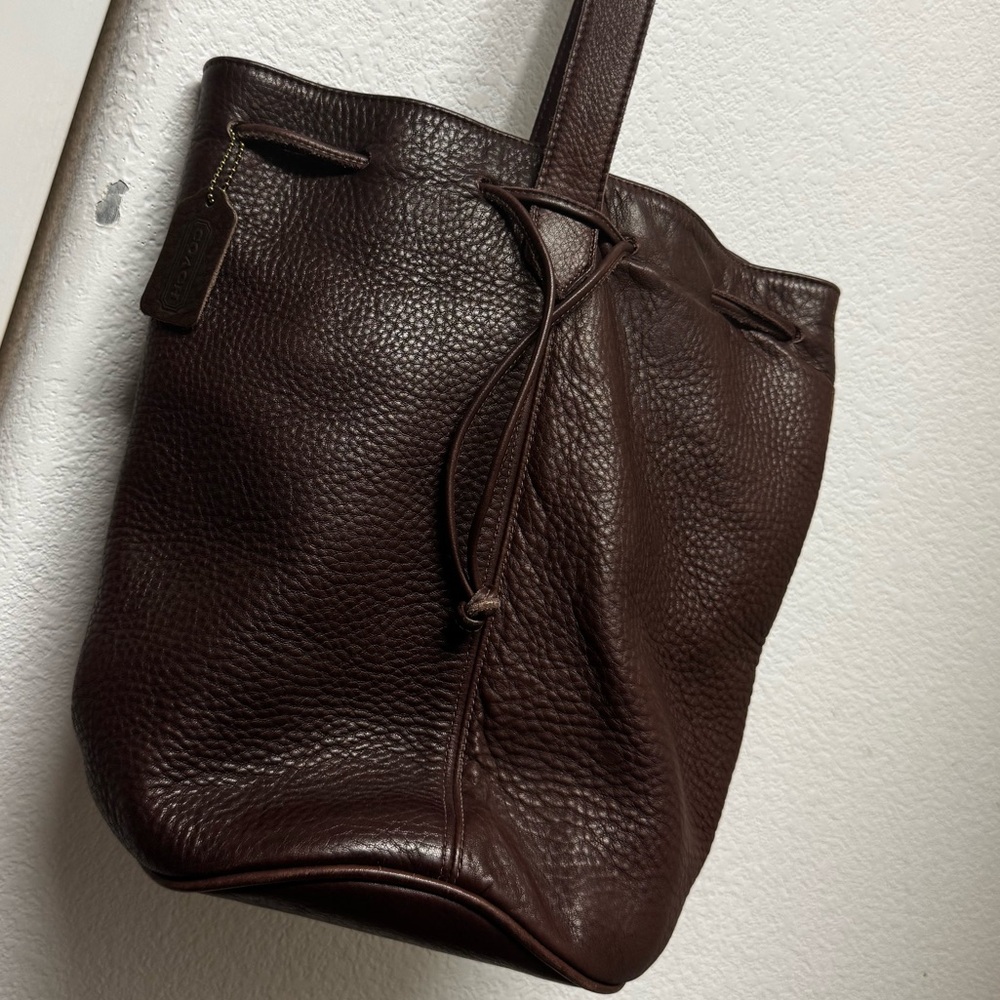 Legacy Coach Brown Pebbled Leather Bucket Tote